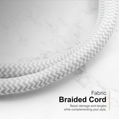 GE-branded 9-Outlet Surge Protector, 2480J, 6ft. Braided Cord, White