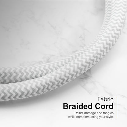 GE-branded 9-Outlet Surge Protector, 2480J, 6ft. Braided Cord, White