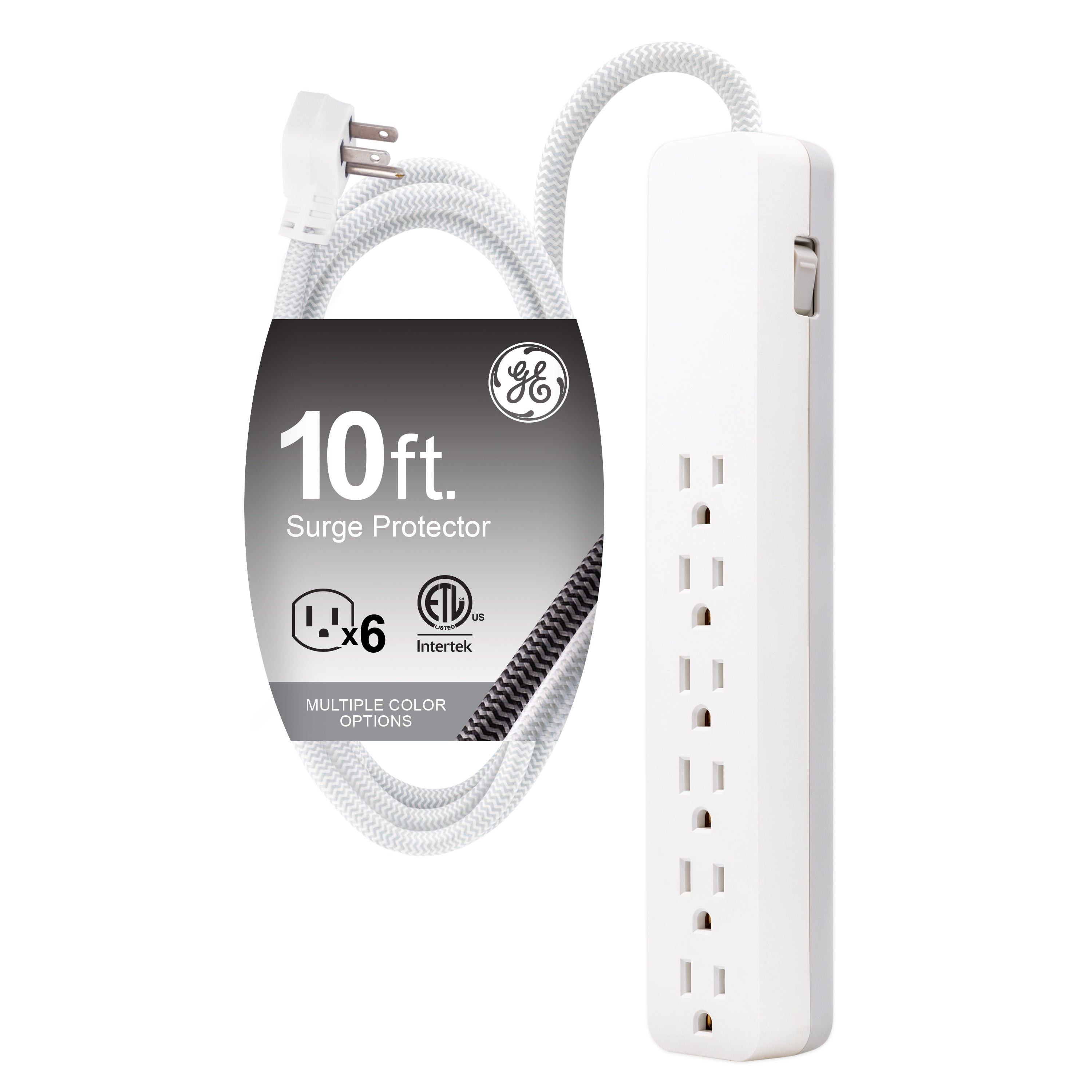 GE-branded 6-Outlet Surge Protector, 1560J, 10ft. White