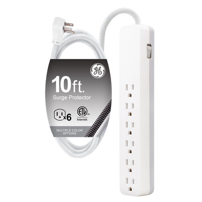 GE-branded 6-Outlet Surge Protector, 1560J, 10ft. White
