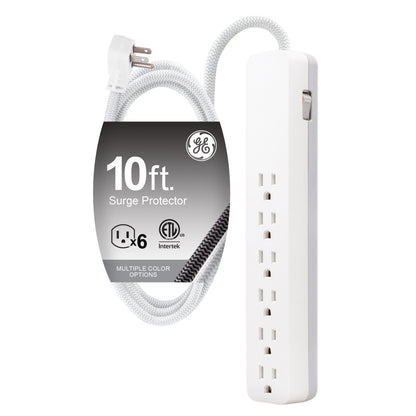 GE-branded 6-Outlet Surge Protector, 1560J, 10ft. White