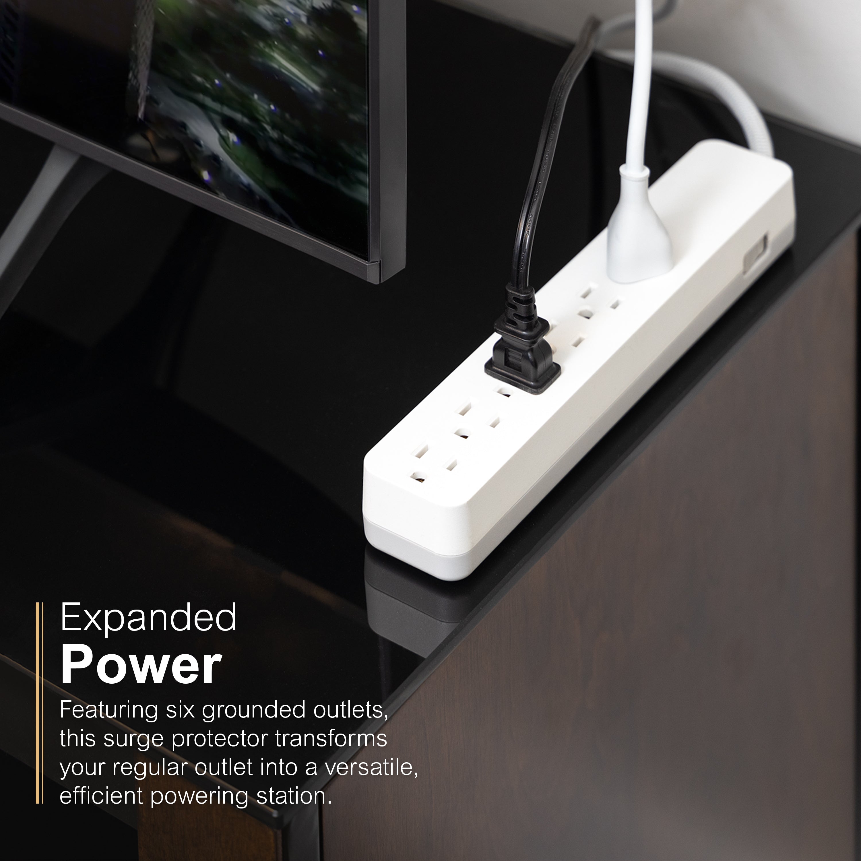 GE-branded 6-Outlet Surge Protector, 1560J, 10ft. White