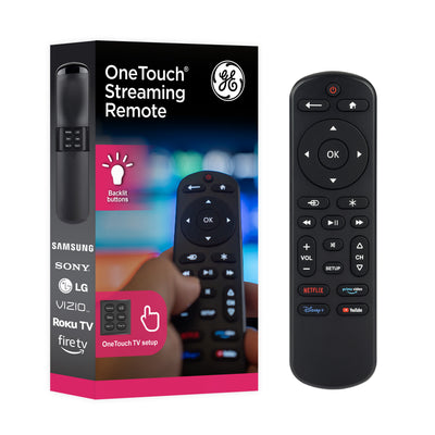 GE OneTouch Replacement Remote Control, Backlit, Black
