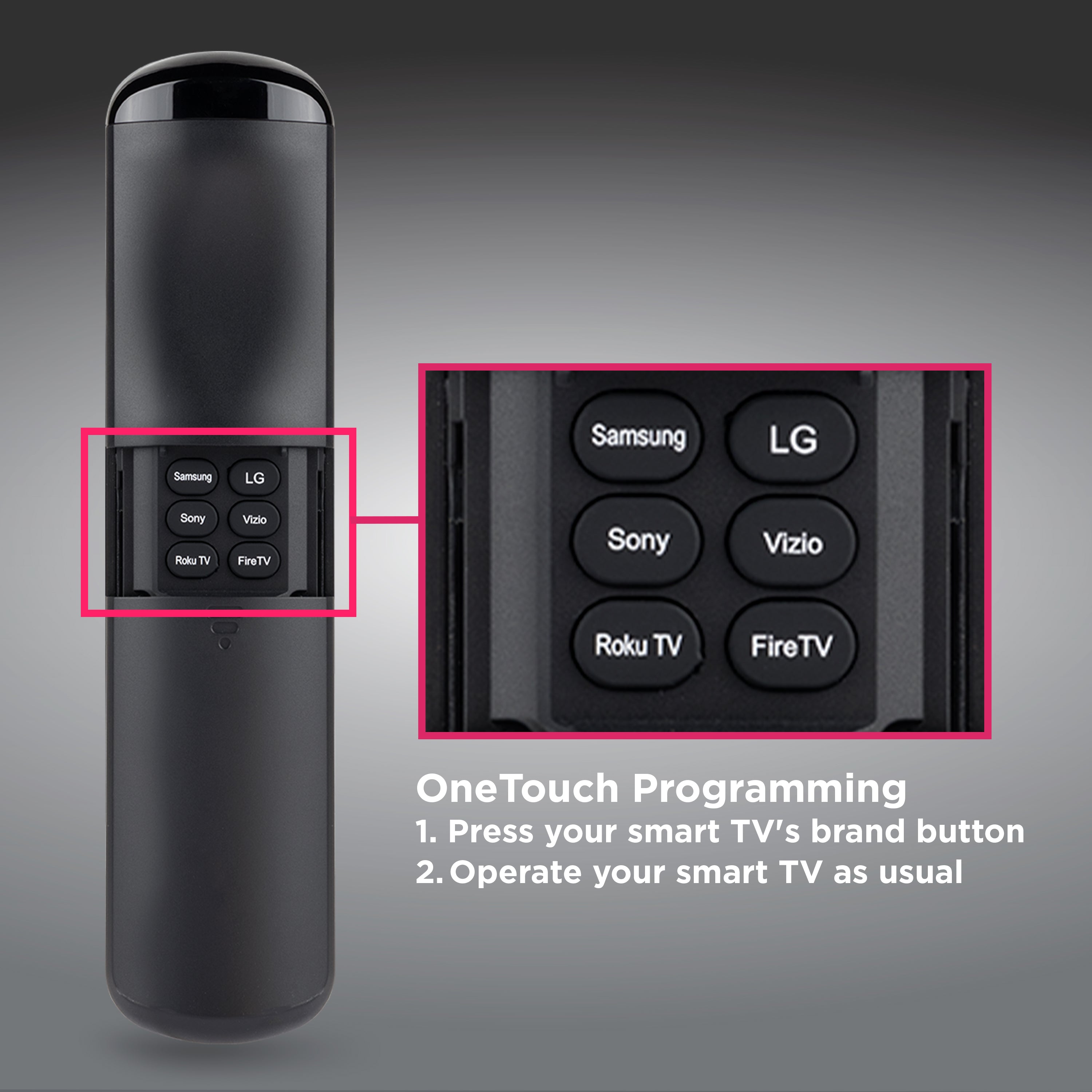 GE One Touch Replacement Remote Control, Backlit, Black