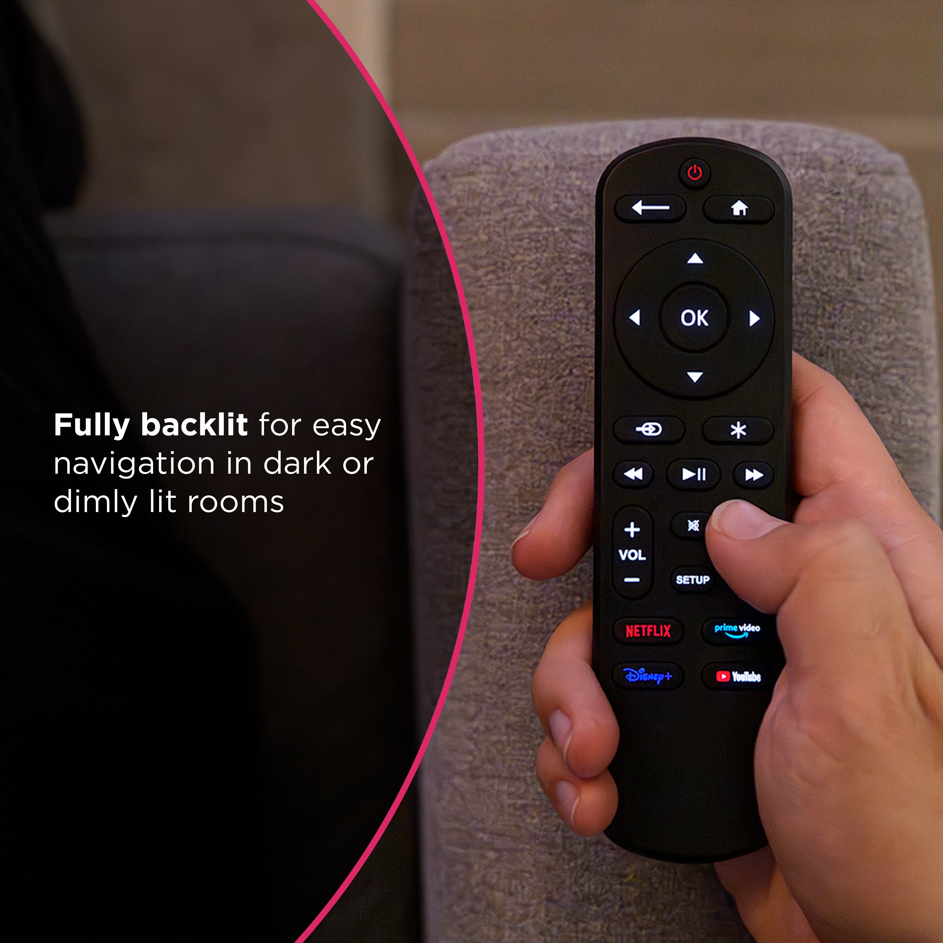 GE One Touch Replacement Remote Control, Backlit, Black