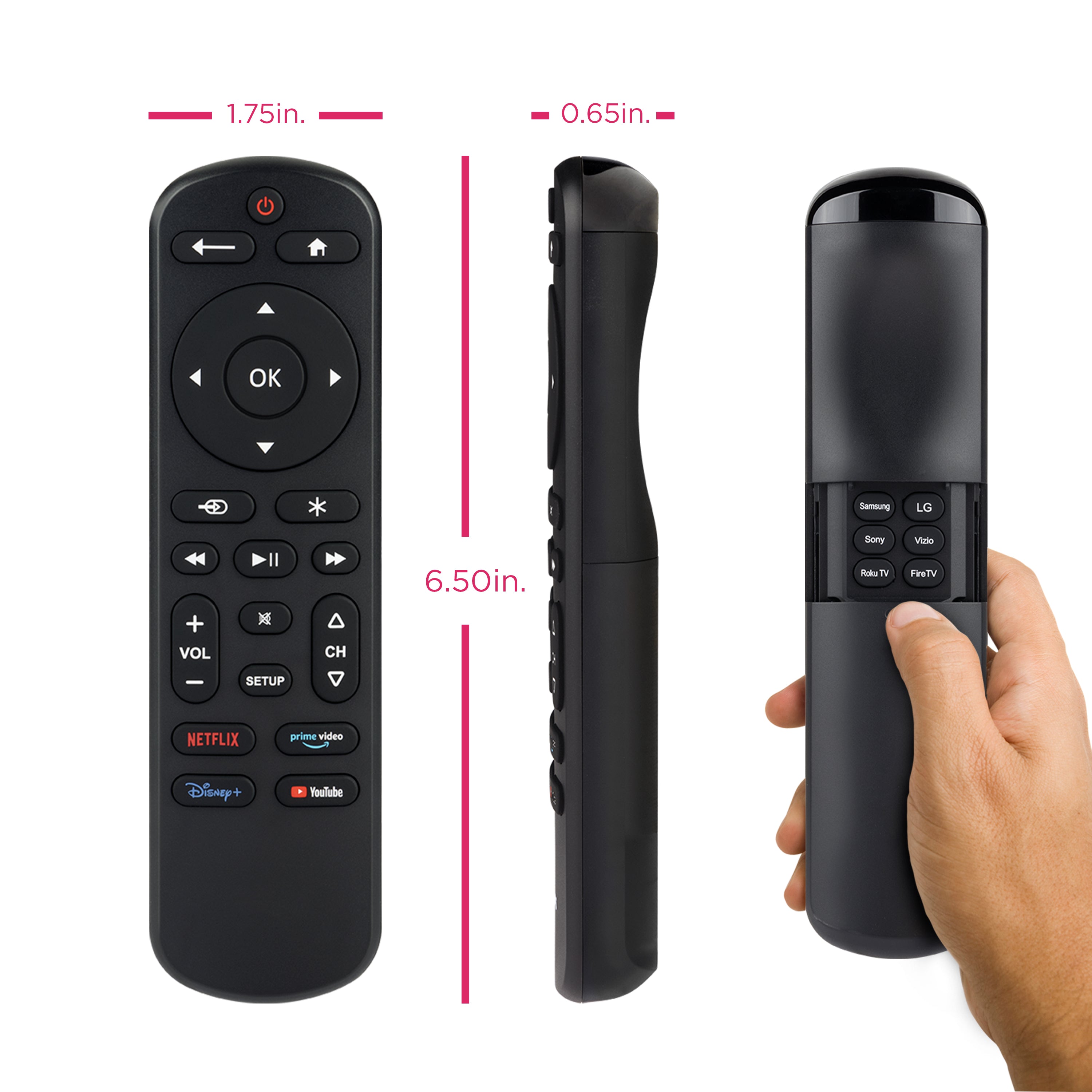 GE One Touch Replacement Remote Control, Backlit, Black