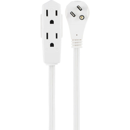 GE 3-Outlet 8ft. Indoor Extension Cord with Right-Angle Plug, White