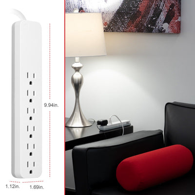 GE 6-Outlet 20ft. Surge Protector, White