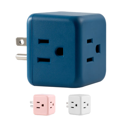Cordinate 3-Outlet Grounded Cube Tap with Surge Protection, Blue