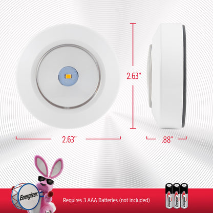 Energizer Push On/Off Puck Lights, 2 Pack, White