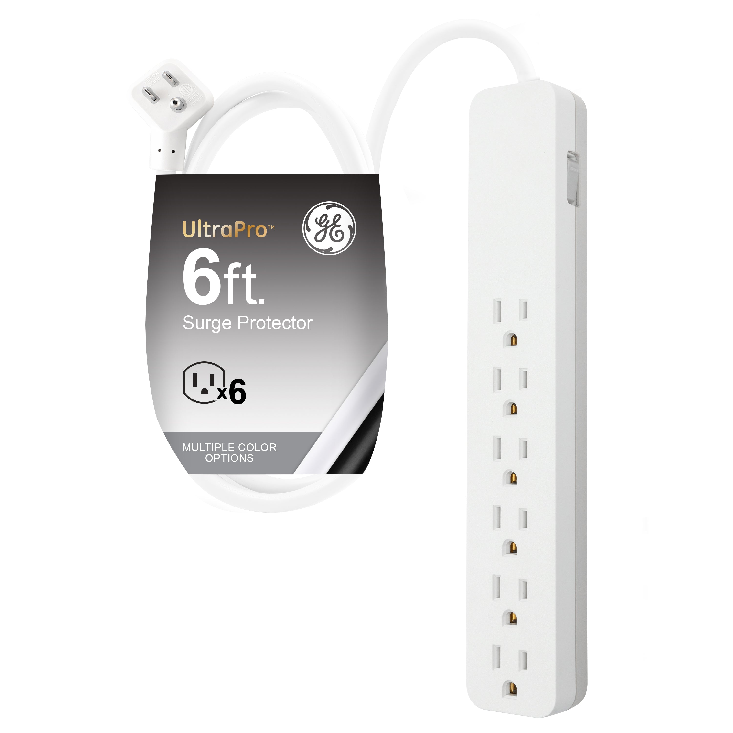 GE UltraPro 6-Outlet 6ft. Surge Protector, White