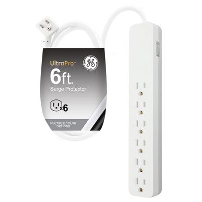 GE UltraPro 6-Outlet 6ft. Surge Protector, White