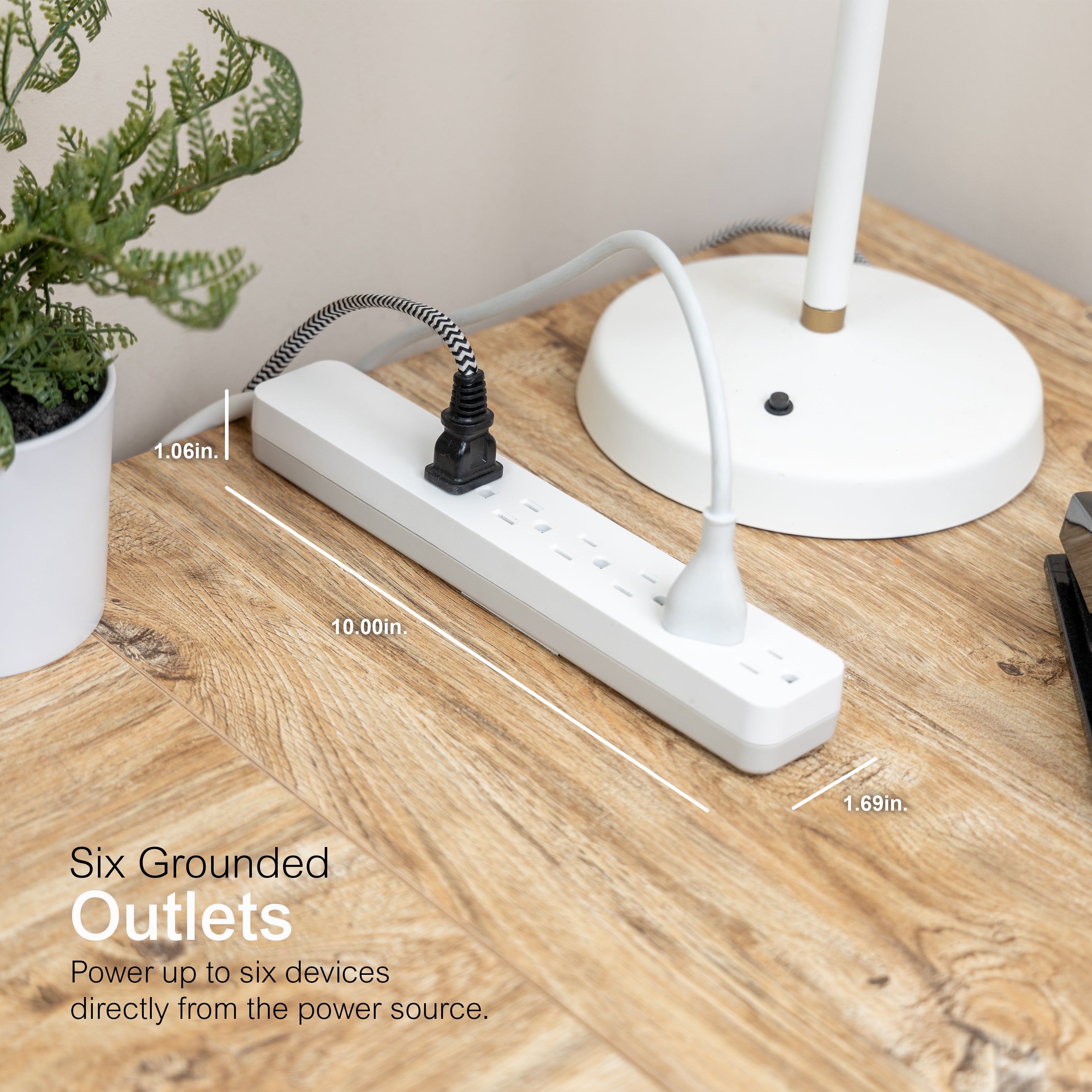 GE UltraPro 6-Outlet 6ft. Surge Protector, White