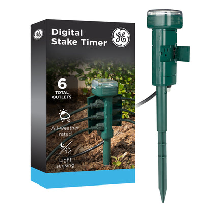 GE 6-Outlet Outdoor Yard Stake Timer