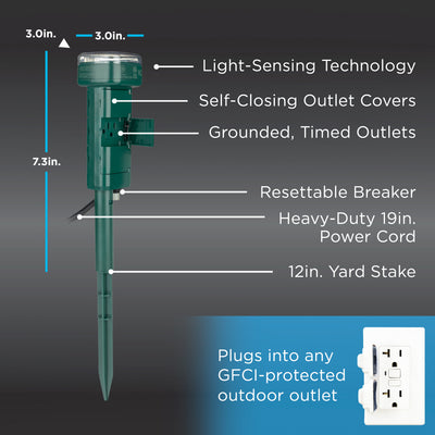 GE 6-Outlet Outdoor Yard Stake Timer