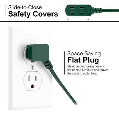GE 3-Outlet 9ft. Extension Cord with Footswitch, Green