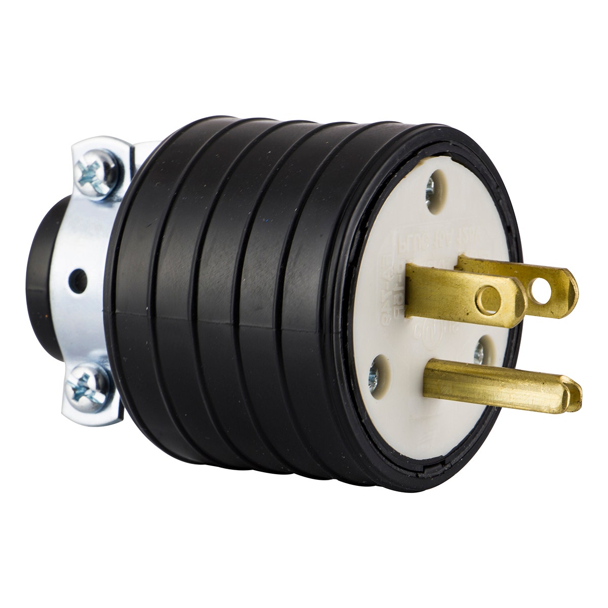 GE Heavy Duty Grounding Plug with Metal Clamp, Black