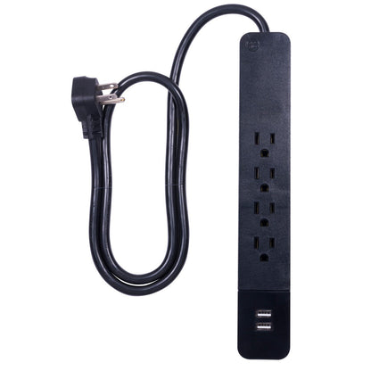 GE 4-Outlet 2-USB 3ft. Surge Protector, Black