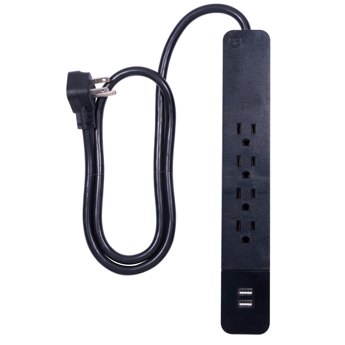 GE 4-Outlet 2-USB 3ft. Surge Protector, Black