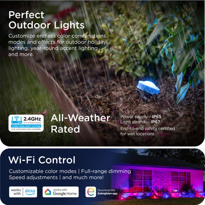 Enbrighten WiFi VIBE LED Eternity Landscape Lights, 12 Lights, 50ft.