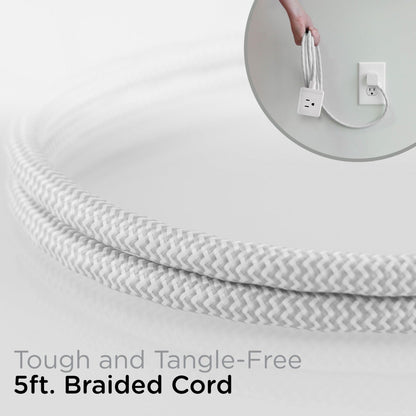 Cordinate 3-Outlet 2-USB 5ft. Braided Extension Cord Cube, White