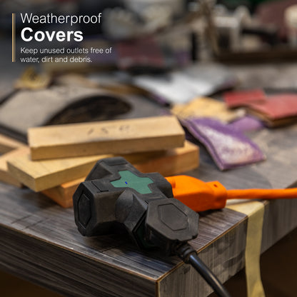 GE-branded Heavy-Duty 3-Outlet Tap w/indicator light, Green