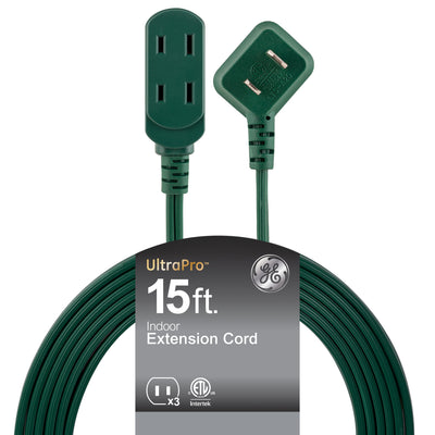 GE-branded UltraPro 3-Outlet Polarized Extension Cord, 15ft., Indoor, Green