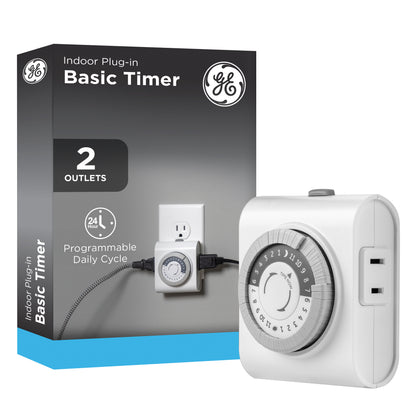GE UltraPro 2-Outlet Plug-in Mechanical Timer