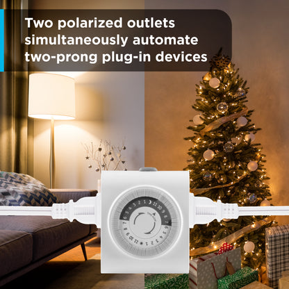 GE UltraPro 2-Outlet Plug-in Mechanical Timer