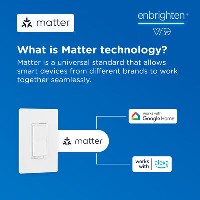 Enbrighten Smart Light Switch, Matter, Plastic Yoke, Flying Leads