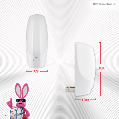 Energizer Manual Button Night Light, 2 Pack, White