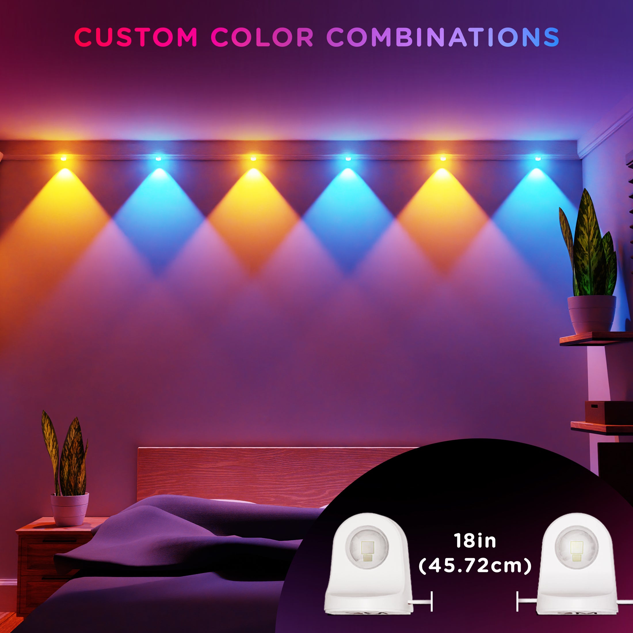 Enbrighten Indoor Accent Spectrum String Wall Lights, 8ft., 6LEDs, White