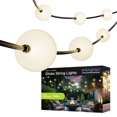 Enbrighten Warm White Globe String Lights 12 Bulbs, 44ft.
