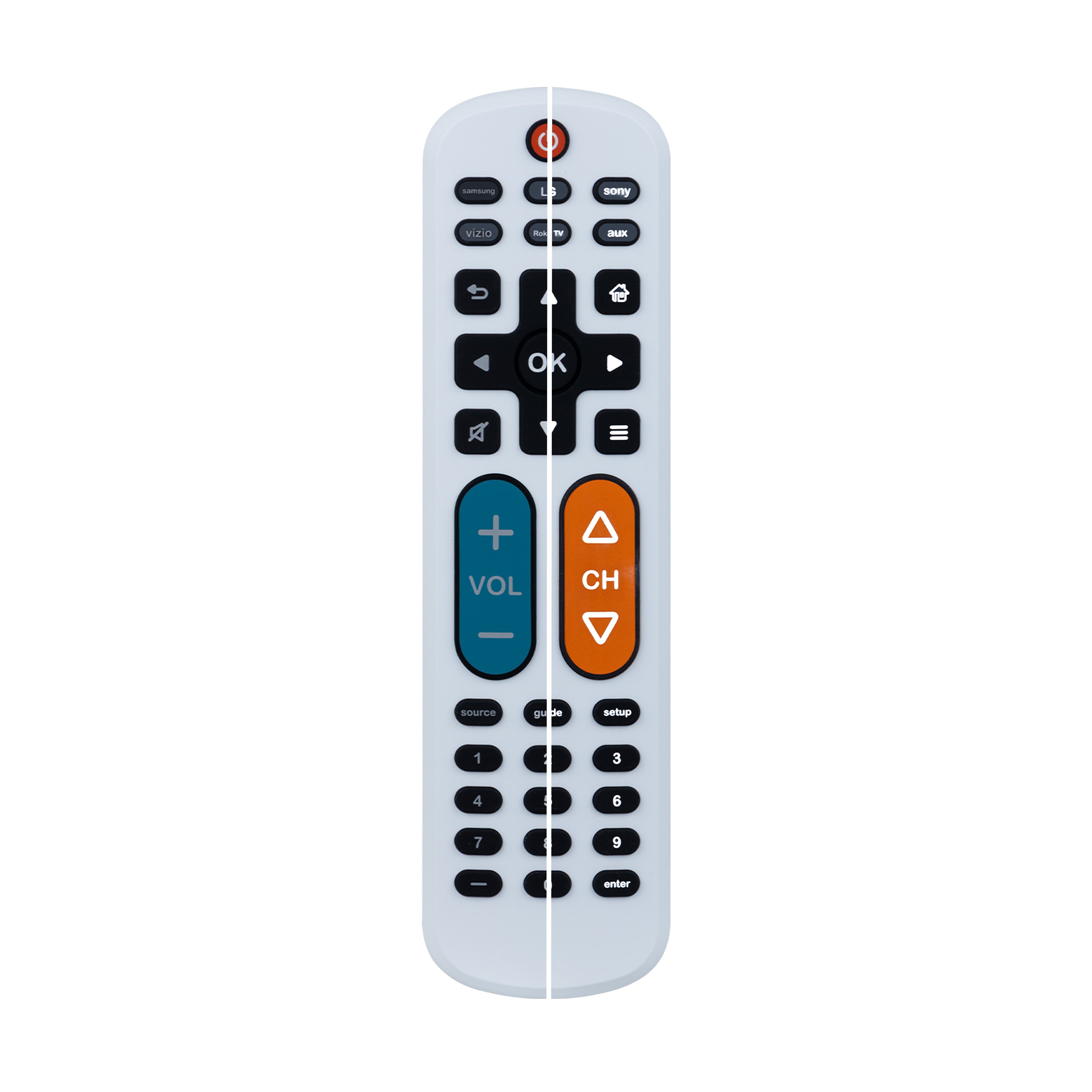 GE One Touch Streaming Replacement Remote Control, Backlit With Big Button, White