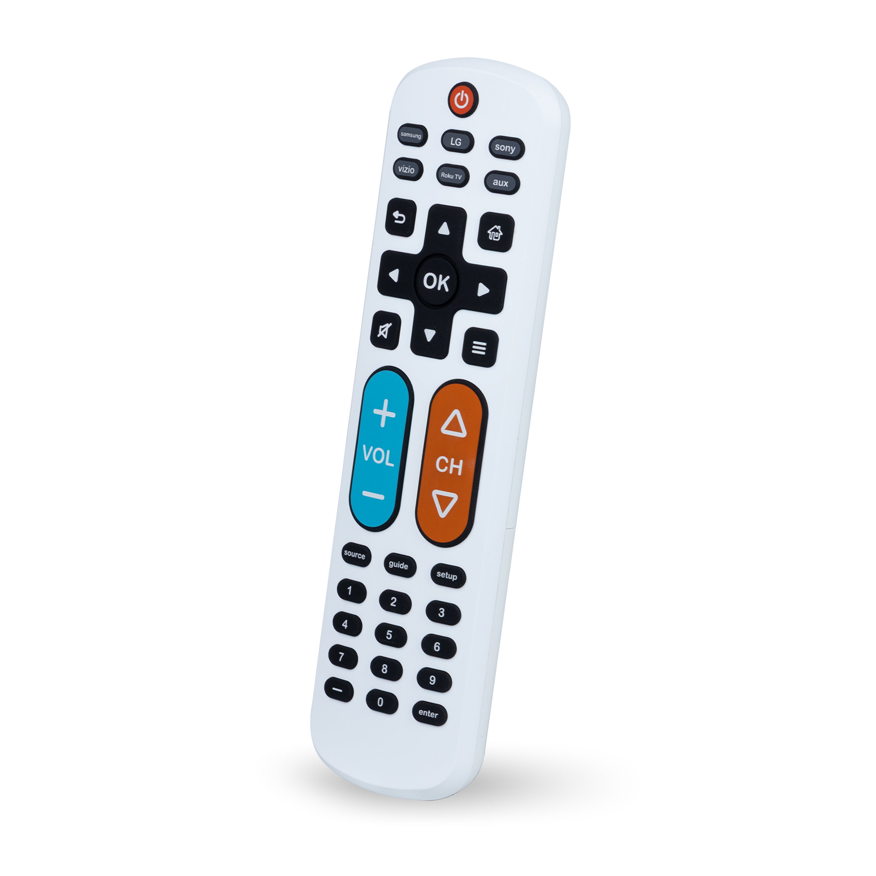 GE One Touch Streaming Replacement Remote Control, Backlit With Big Button, White