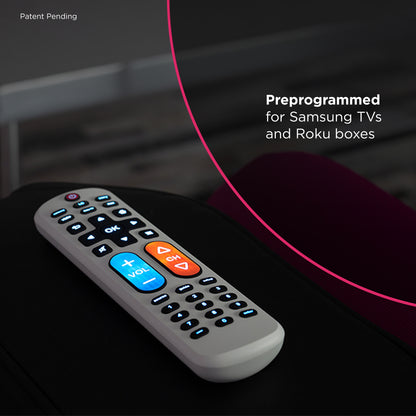GE One Touch Streaming Replacement Remote Control, Backlit With Big Button, White