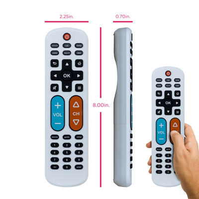 GE OneTouch Streaming Replacement Remote Control, Backlit With Big Button, White