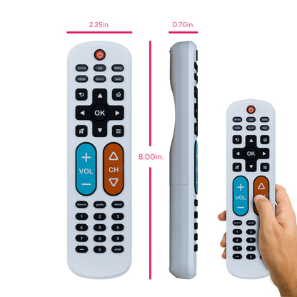 GE One Touch Streaming Replacement Remote Control, Backlit With Big Button, White