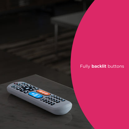 GE One Touch Streaming Replacement Remote Control, Backlit With Big Button, White