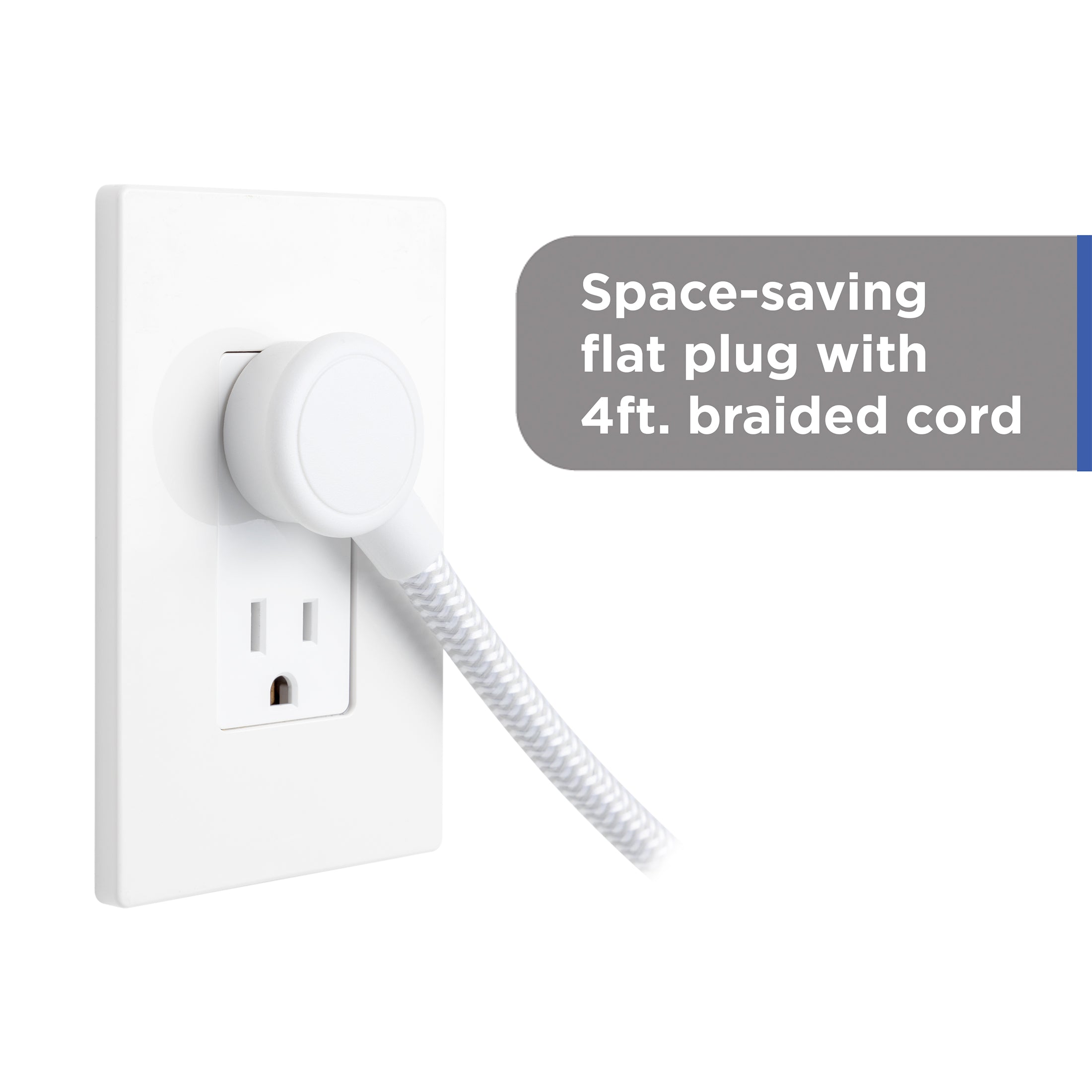 GE UltraPro 12-Outlet Surge Protector, 2100 Joules, 4ft Braided Extension Cord, Flat Plug, Gray/White
