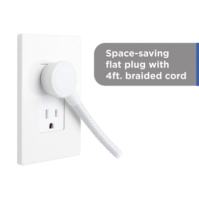 GE UltraPro 12-Outlet Surge Protector, 2100 Joules, 4ft Braided Extension Cord, Flat Plug, Gray/White