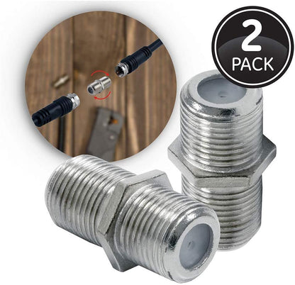 GE Coaxial Cable Extension Adapter, 2 Pack, Silver