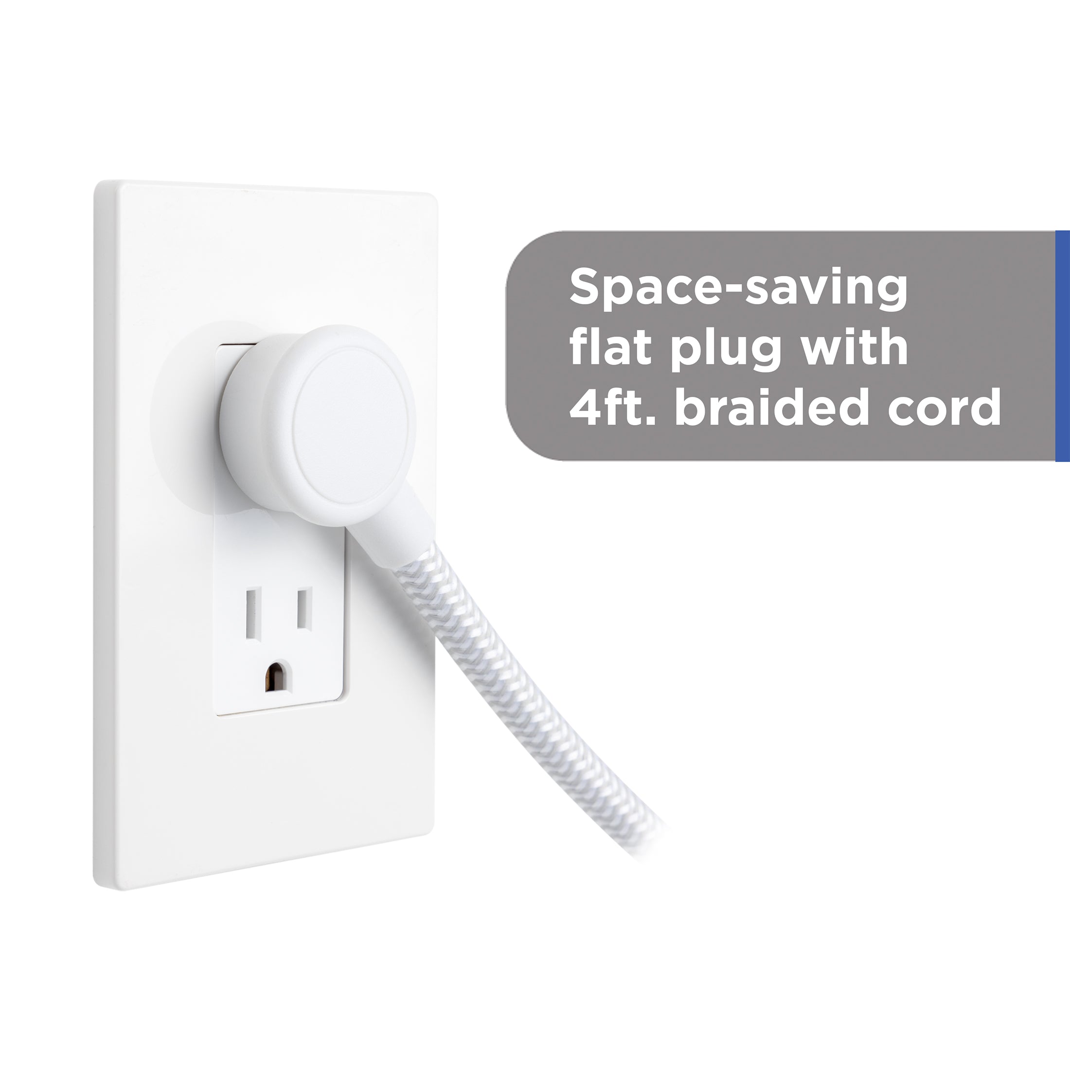 GE UltraPro 10-Outlet Surge Protector, 2100 Joules, 4ft Braided Extension Cord, Flat Plug, Gray/White