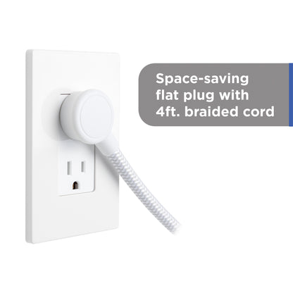 GE UltraPro 10-Outlet Surge Protector, 2100 Joules, 4ft Braided Extension Cord, Flat Plug, Gray/White