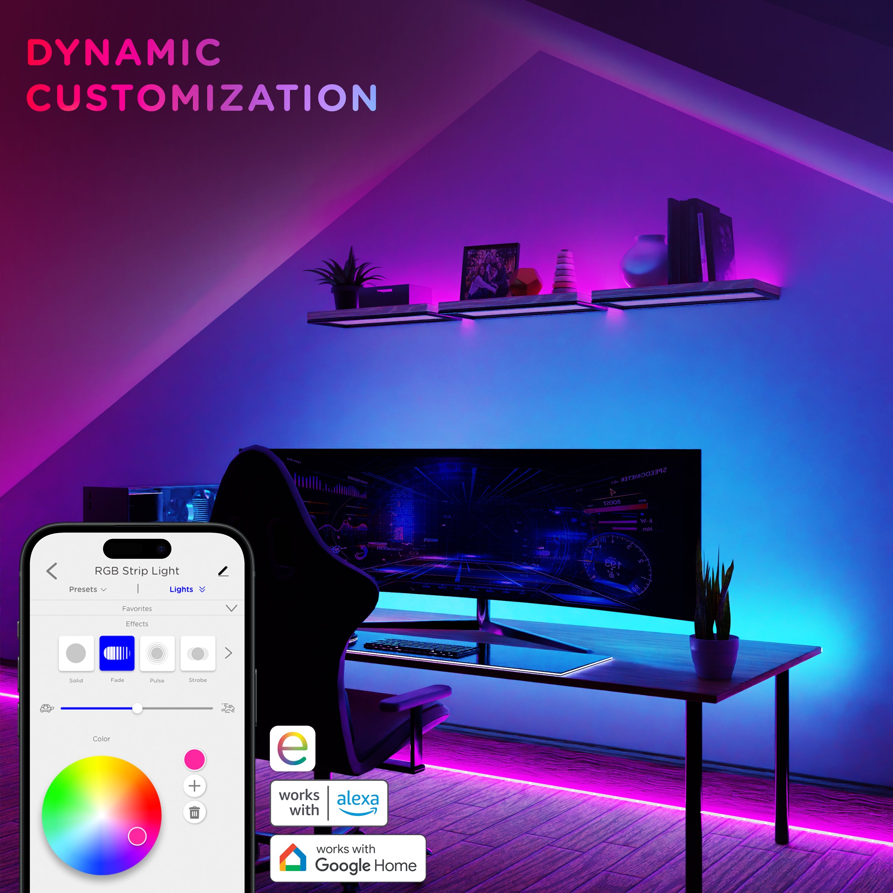 Enbrighten WiFi VIBE Spectrum Indoor Color-Changing LED Strip Lights, 50ft.