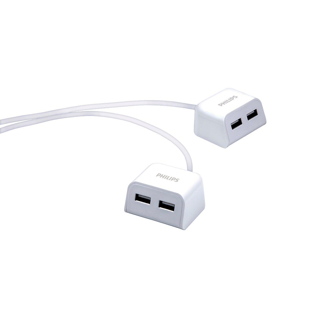 Philips 16ft. 2-USB Tabletop Charger with Splitter Power Cord, White