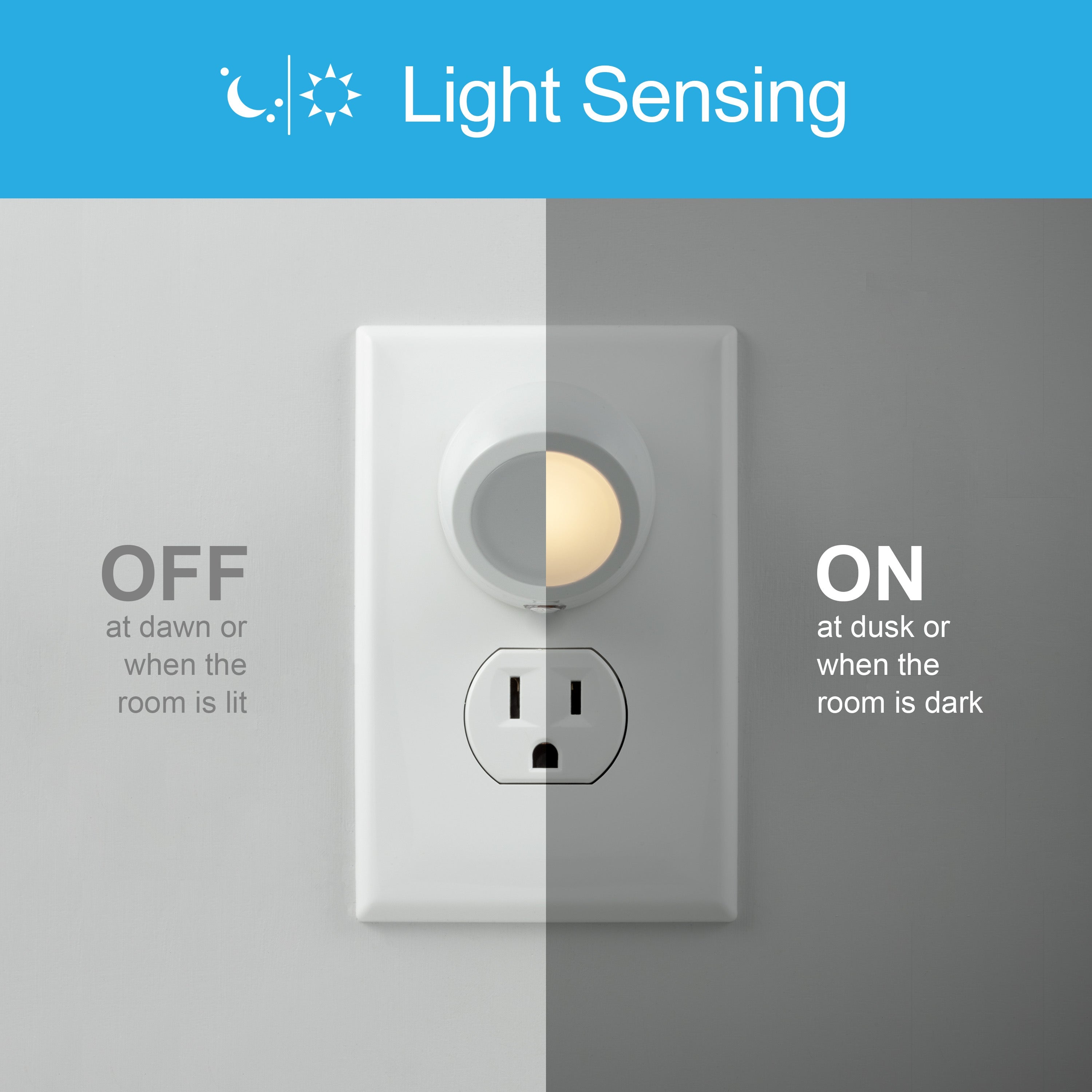 GE Light Sensing LED Night Light, 2 Pack, White