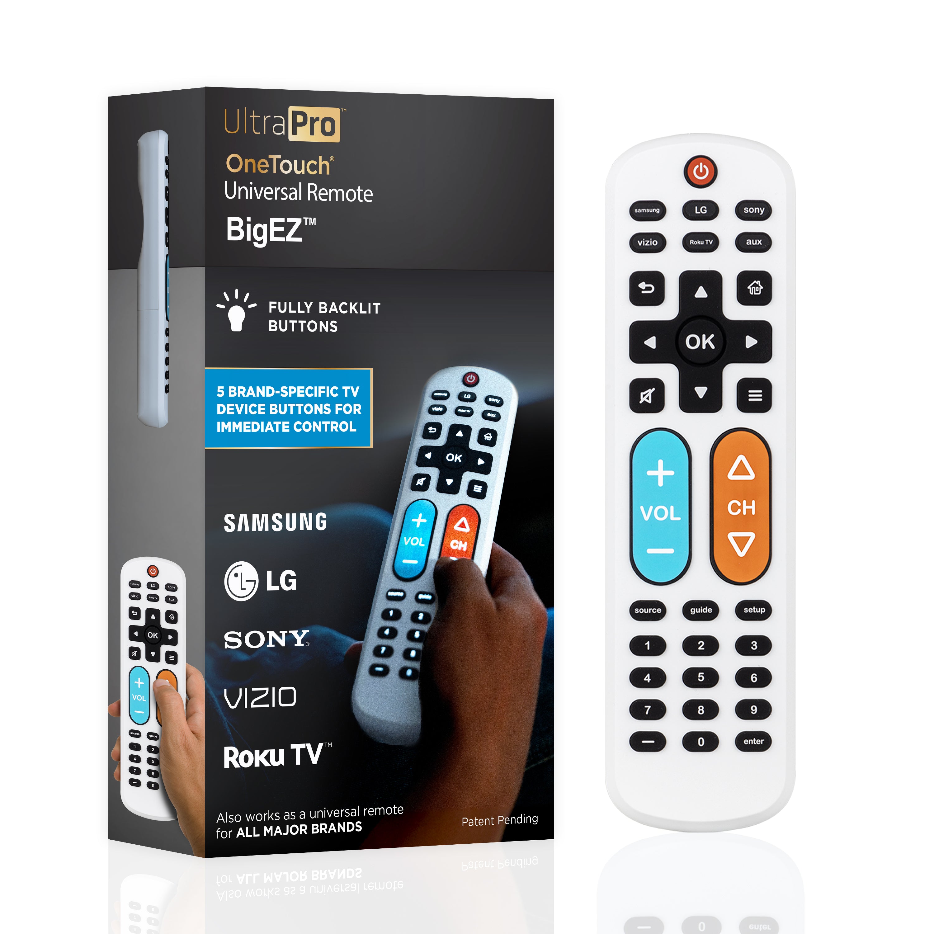 UltraPro 2-Device OneTouch Replacement Universal Remote, Backlit With Big Button
