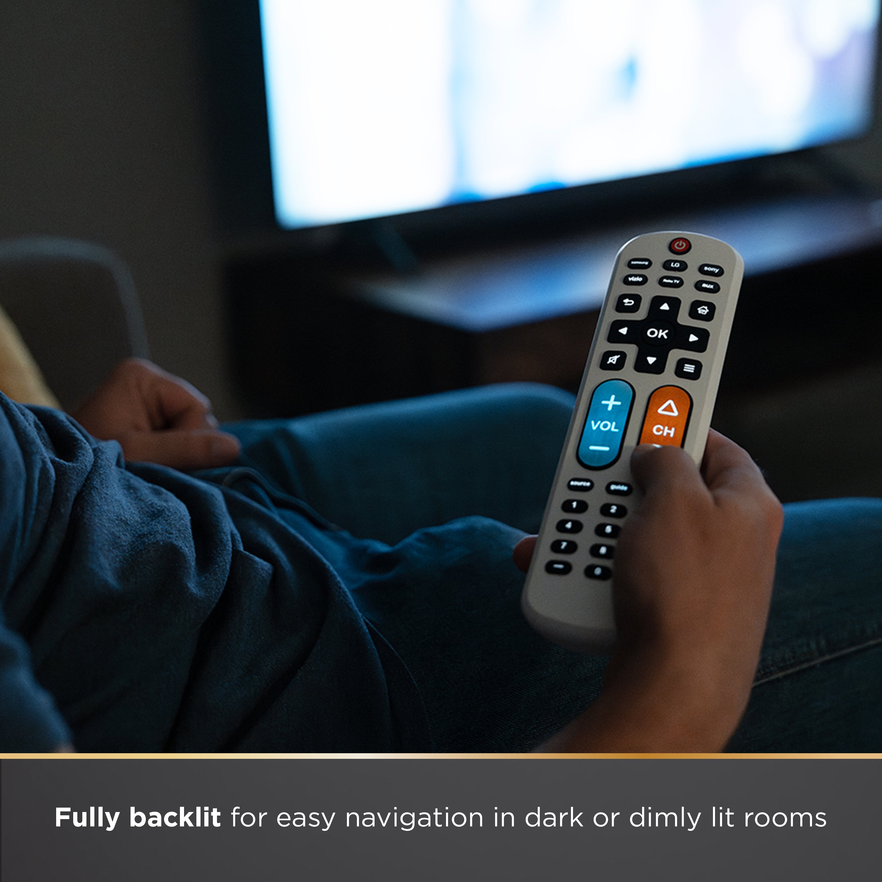 UltraPro 2-Device OneTouch Replacement Universal Remote, Backlit With Big Button
