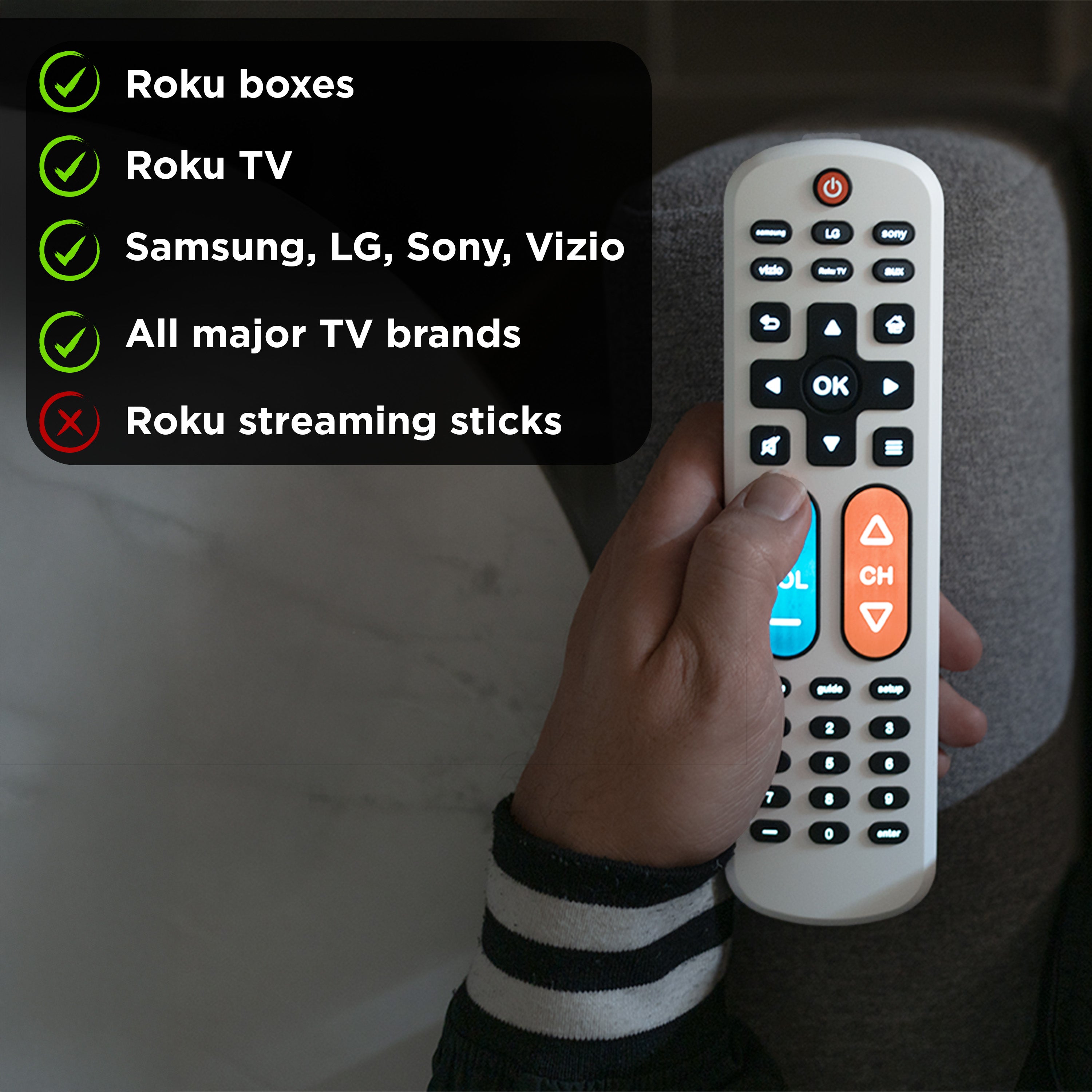 UltraPro 2-Device OneTouch Replacement Universal Remote, Backlit With Big Button